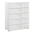 Rauch Skat Meridian 5 Drawer Chest - Alpine White and Crystal White Glass