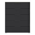 Rauch Skat Meridian 5 Drawer Chest - Graphite and Basalt Glass