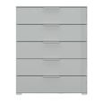 Rauch Skat Meridian 5 Drawer Chest - Silk Grey and Silk Grey Glass
