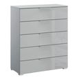 Rauch Skat Meridian 5 Drawer Chest - Silk Grey and Silk Grey Glass