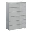 Rauch Skat Meridian 6 Drawer Chest - Silk Grey and Silk Grey Glass