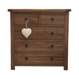 Rustic Oak Chest of Drawers - 3+2 Drawer - Oak