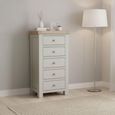 Salcombe Chest - 5 Drawer Tallboy - Grey Oak