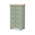 Salcombe Chest - 5 Drawer Tallboy - Sage Oak