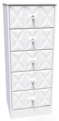 San Jose White 5 Drawer Narrow Chest