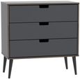 Shanghai Graphite 3 Drawer Midi Chest with Wooden Legs