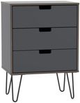 Shanghai Graphite 3 Drawer Small Chest with Hairpin Legs