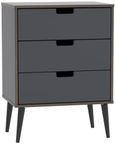 Shanghai Graphite 3 Drawer Small Chest with Wooden Legs