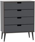 Shanghai Graphite 4 Drawer Chest with Wooden Legs