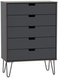 Shanghai Graphite 5 Drawer Chest with Hairpin Legs