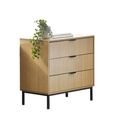 Sia Chest of Drawers - 3 Drawer - Small - Ribbed - Oak