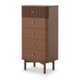 Soho Tallboy Chest - 5 Drawer - Slatted - Dark Oak