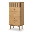 Soho Tallboy Chest - 5 Drawer - Slatted - Oak