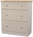Sussex Cashmere and Oak Effect 3 Drawer Deep Chest
