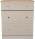 Sussex Cashmere and Oak Effect 3 Drawer Deep Chest