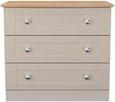 Sussex Cashmere and Oak Effect 3 Drawer Small Chest