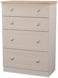 Sussex Cashmere and Oak Effect 4 Drawer Deep Chest