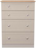 Sussex Cashmere and Oak Effect 4 Drawer Deep Chest