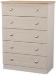 Sussex Cashmere and Oak Effect 5 Drawer Chest