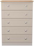 Sussex Cashmere and Oak Effect 5 Drawer Chest