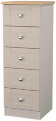 Sussex Cashmere and Oak Effect 5 Drawer Narrow Chest
