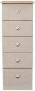 Sussex Cashmere and Oak Effect 5 Drawer Narrow Chest