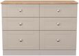 Sussex Cashmere and Oak Effect 6 Drawer Midi Chest