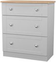 Sussex Grey and Oak Effect 3 Drawer Deep Chest