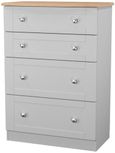 Sussex Grey and Oak Effect 4 Drawer Deep Chest