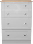 Sussex Grey and Oak Effect 4 Drawer Deep Chest