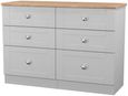 Sussex Grey and Oak Effect 6 Drawer Midi Chest