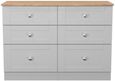 Sussex Grey and Oak Effect 6 Drawer Midi Chest