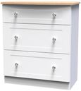Sussex White and Oak Effect 3 Drawer Deep Chest