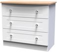 Sussex White and Oak Effect 3 Drawer Small Chest