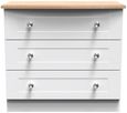 Sussex White and Oak Effect 3 Drawer Small Chest
