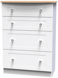 Sussex White and Oak Effect 4 Drawer Deep Chest