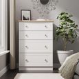 Sussex White and Oak Effect 4 Drawer Deep Chest