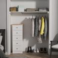 Sussex White and Oak Effect 5 Drawer Narrow Chest