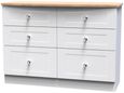 Sussex White and Oak Effect 6 Drawer Midi Chest