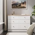 Sussex White and Oak Effect 6 Drawer Midi Chest