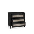 Sydney Chest of Drawers - 3 Drawer - Black and Faux Rattan