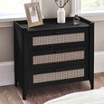 Sydney Chest of Drawers - 3 Drawer - Black and Faux Rattan