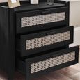 Sydney Chest of Drawers - 3 Drawer - Black and Faux Rattan