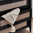 Sydney Chest of Drawers - 3 Drawer - Black and Faux Rattan