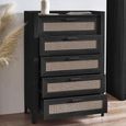 Sydney Chest of Drawers - 5 Drawer - Black and Faux Rattan