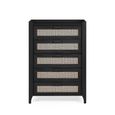 Sydney Chest of Drawers - 5 Drawer - Black and Faux Rattan