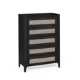 Sydney Chest of Drawers - 5 Drawer - Black and Faux Rattan