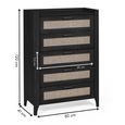 Sydney Chest of Drawers - 5 Drawer - Black and Faux Rattan