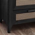 Sydney Chest of Drawers - 6 Drawer - Wide - Black and Faux Rattan