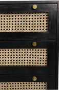 Tapola Black Wood and Rattan 3 Drawer Small Chest